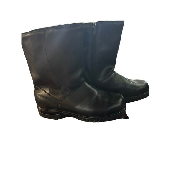 Vintage VTG Canadian black leather boots sz 8 women's zip wide calves winter - Picture 3 of 8